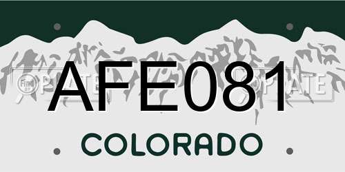 AFE081 Colorado License Plate