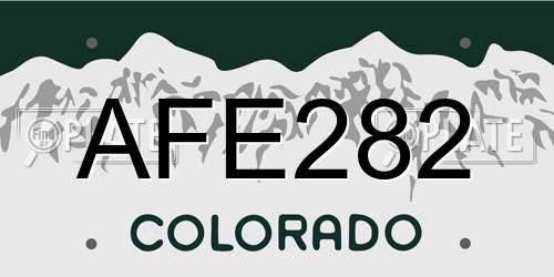 AFE282 Colorado License Plate