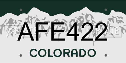 AFE422 Colorado License Plate