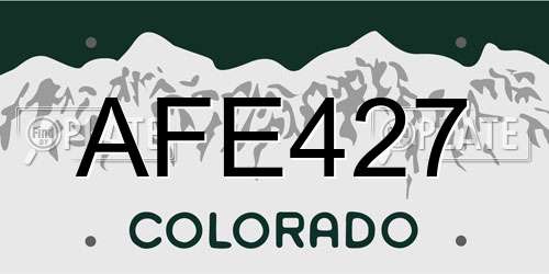 AFE427 Colorado License Plate