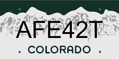 AFE42T Colorado License Plate