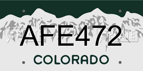 AFE472 Colorado License Plate