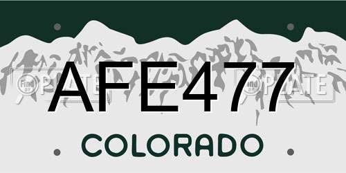 AFE477 Colorado License Plate