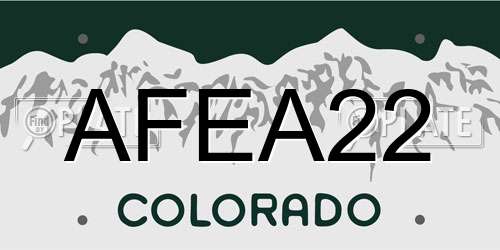 AFEA22 Colorado License Plate