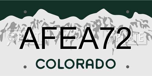 AFEA72 Colorado License Plate
