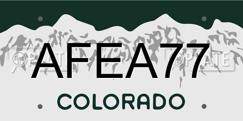 AFEA77 Colorado License Plate