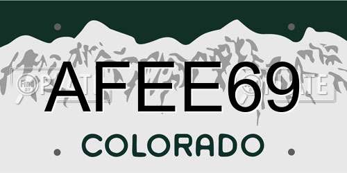 AFEE69 Colorado License Plate