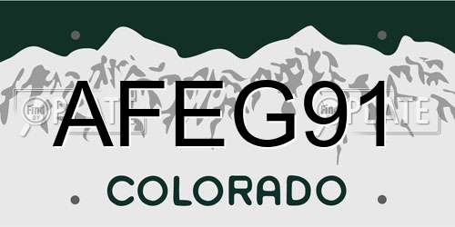 AFEG91 Colorado License Plate