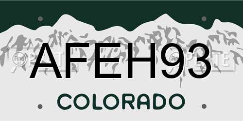 AFEH93 Colorado License Plate