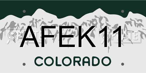 AFEK11 Colorado License Plate
