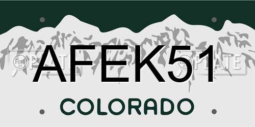 AFEK51 Colorado License Plate
