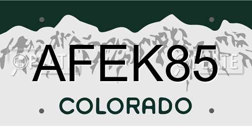 AFEK85 Colorado License Plate