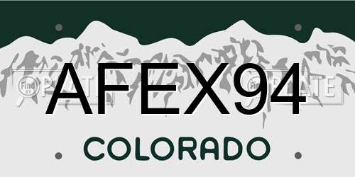 AFEX94 Colorado License Plate