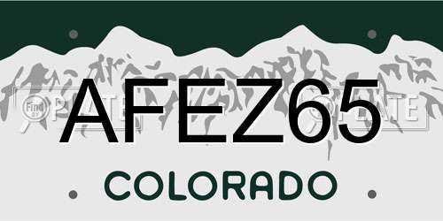 AFEZ65 Colorado License Plate