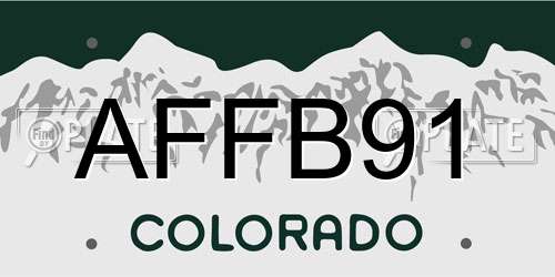 AFFB91 Colorado License Plate