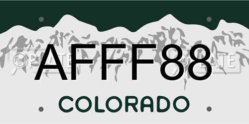 AFFF88 Colorado License Plate