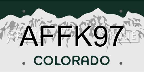 AFFK97 Colorado License Plate