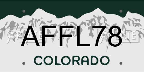 AFFL78 Colorado License Plate
