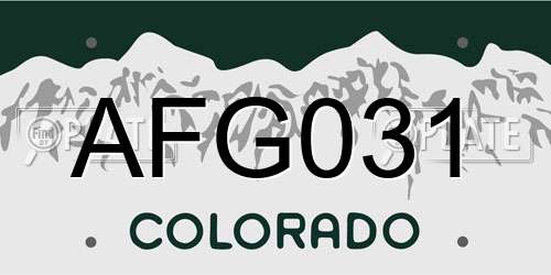 AFG031 Colorado License Plate
