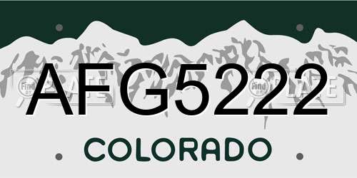 AFG5222 Colorado License Plate