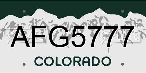 AFG5777 Colorado License Plate