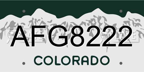 AFG8222 Colorado License Plate