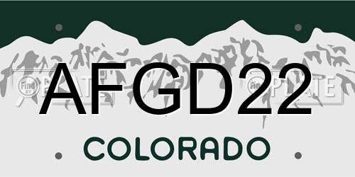 AFGD22 Colorado License Plate
