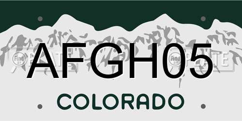 AFGH05 Colorado License Plate