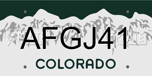 AFGJ41 Colorado License Plate