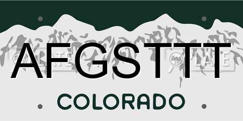 AFGSTTT Colorado License Plate