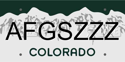 AFGSZZZ Colorado License Plate
