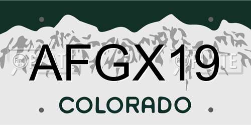 AFGX19 Colorado License Plate