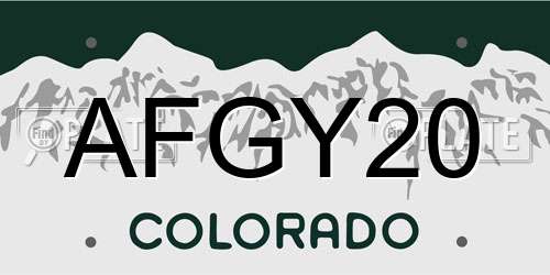 AFGY20 Colorado License Plate