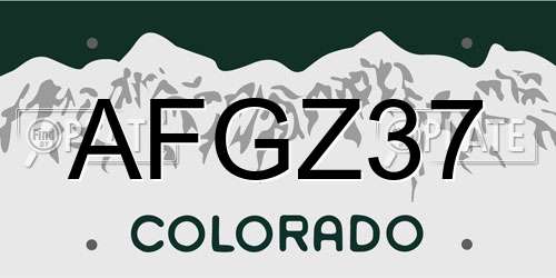 AFGZ37 Colorado License Plate