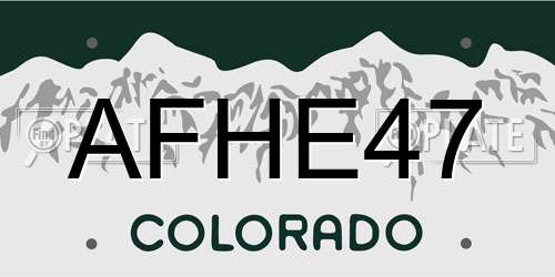 AFHE47 Colorado License Plate