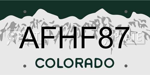 AFHF87 Colorado License Plate