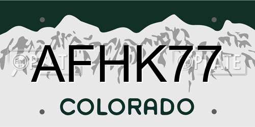 AFHK77 Colorado License Plate