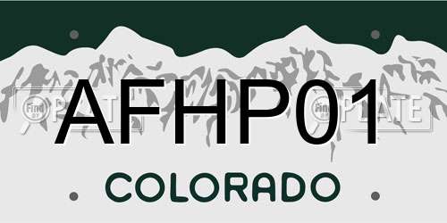 AFHP01 Colorado License Plate