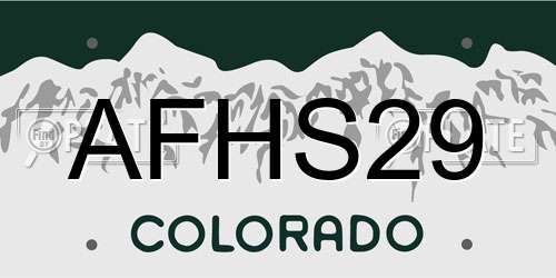 AFHS29 Colorado License Plate