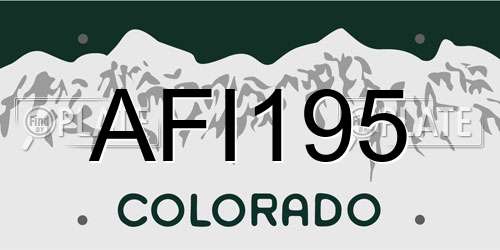 AFI195 Colorado License Plate