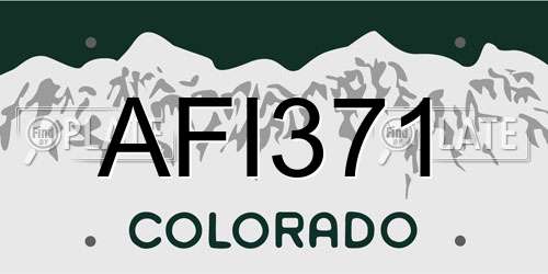 AFI371 Colorado License Plate