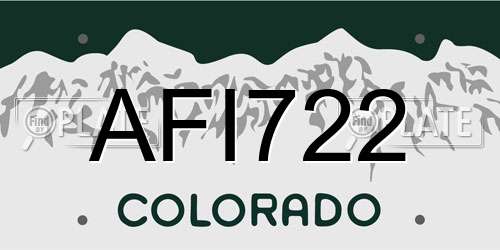 AFI722 Colorado License Plate