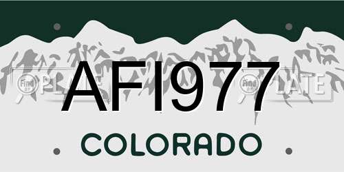AFI977 Colorado License Plate