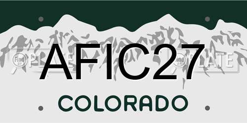 AFIC27 Colorado License Plate