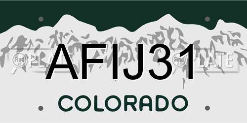 AFIJ31 Colorado License Plate