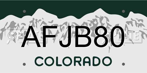 AFJB80 Colorado License Plate