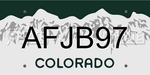 AFJB97 Colorado License Plate