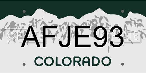 AFJE93 Colorado License Plate