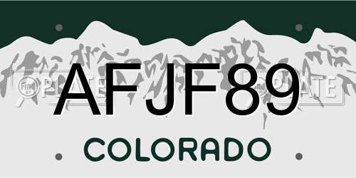 AFJF89 Colorado License Plate