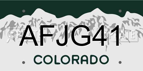 AFJG41 Colorado License Plate